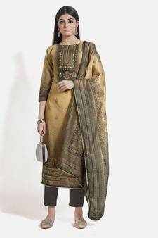 Women's Fashionable Floral Print & Hand Embroideryed Unstitched Salwar Suit With Digital Printed Dupatta