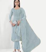 Embroideryed Unstitched Salwar Suit With Embroidery Work Dupatta