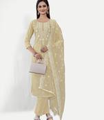 Women's Fashionable Cotton Embroideryed Unstitched Salwar Suit With Embroidery Work Dupatta