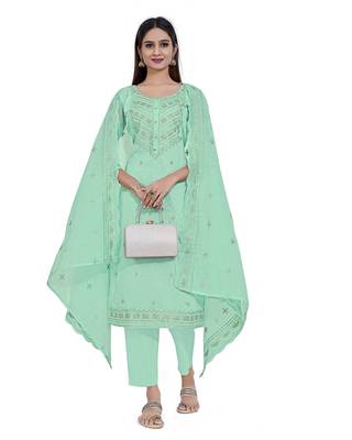 Embroidered Unstitched Salwar Suit With Self Embroidery Dupatta 1
