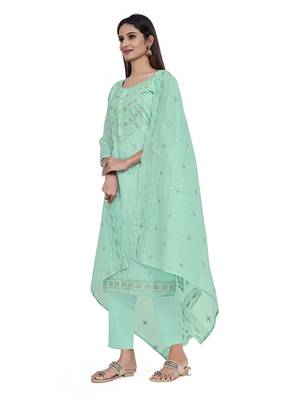 Embroidered Unstitched Salwar Suit With Self Embroidery Dupatta 2