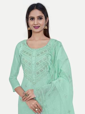 Embroidered Unstitched Salwar Suit With Self Embroidery Dupatta 3
