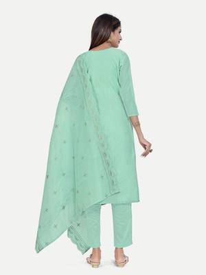 Embroidered Unstitched Salwar Suit With Self Embroidery Dupatta 4