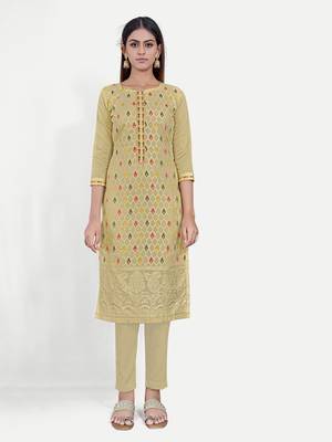 TAVAS Women's Brown Jacquard Dress Materials With Embroidery Work 4