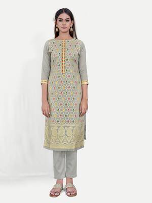 TAVAS Women's Grey Jacquard Dress Materials With Embroidery Work 4