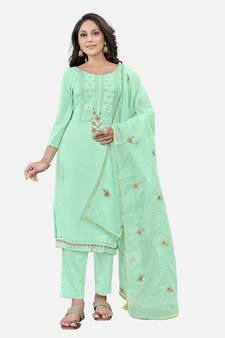 Embroideryed Unstitched Salwar Suit With Embroidery Work Dupatta