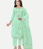 Embroideryed Unstitched Salwar Suit With Embroidery Work Dupatta