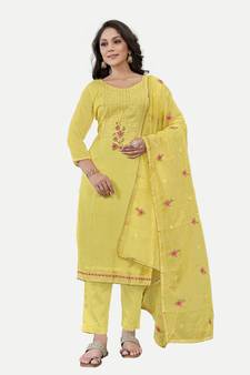 Embroideryed Unstitched Salwar Suit With Embroidery Work Dupatta