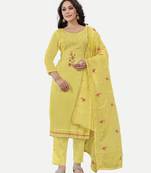 Embroideryed Unstitched Salwar Suit With Embroidery Work Dupatta