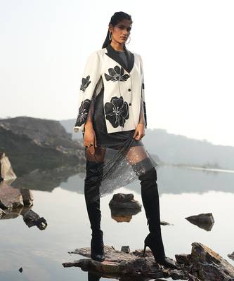 Floral White Embroidered Cape Style Jacket 1