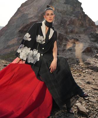 Floral White Cape Style Jacket 1