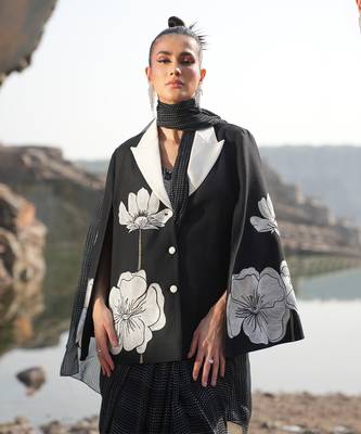 Floral White Cape Style Jacket 2