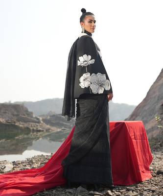 Floral White Cape Style Jacket 3
