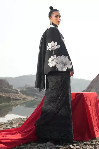 Floral White Cape Style Jacket