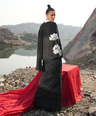 Floral White Cape Style Jacket 4