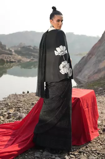 Floral White Cape Style Jacket