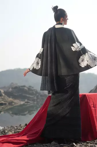 Floral White Cape Style Jacket