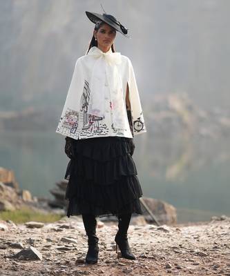 White Paris Embroidered Cape Style Jacket 1