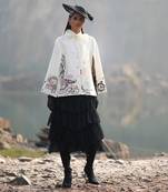 White Paris Embroidered Cape Style Jacket