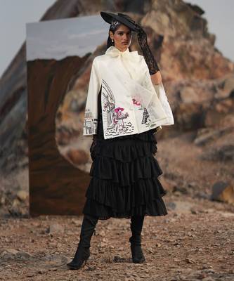 White Paris Embroidered Cape Style Jacket 2