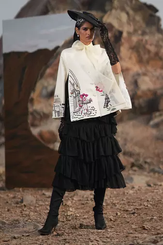 White Paris Embroidered Cape Style Jacket