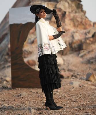 White Paris Embroidered Cape Style Jacket 3