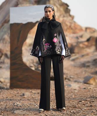 Black Paris Embroidered Cape Style Jacket 1