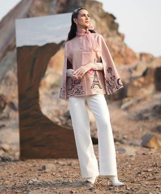 Pink Paris Embroidered Cape Style Jacket 1