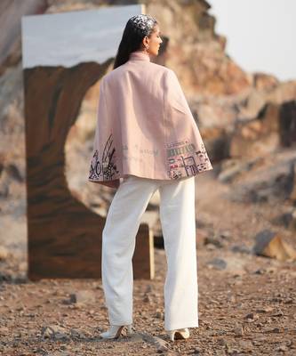 Pink Paris Embroidered Cape Style Jacket 3