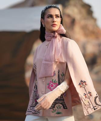 Pink Paris Embroidered Cape Style Jacket 4