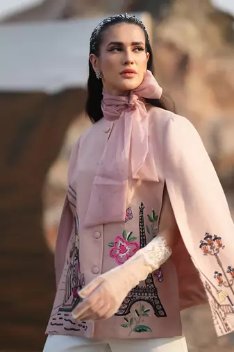 Pink Paris Embroidered Cape Style Jacket