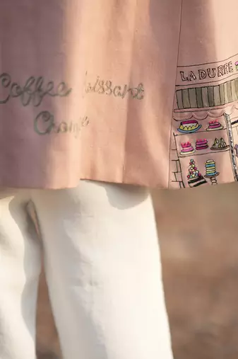 Pink Paris Embroidered Cape Style Jacket
