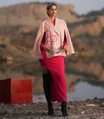 Pink Floral Hand Embroidered Pink Cape