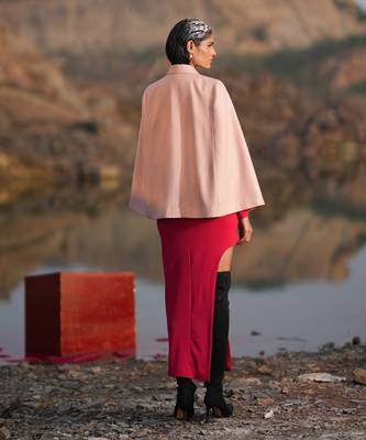 Pink Floral Hand Embroidered Pink Cape 2