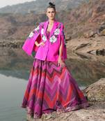 White Floral  Fushia  Cape