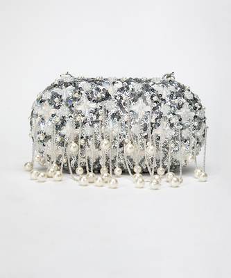 Silver Grey Aria Clutch 1
