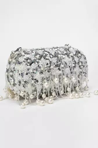 Silver Grey Aria Clutch