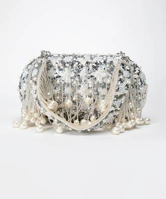 Silver Grey Aria Clutch 3