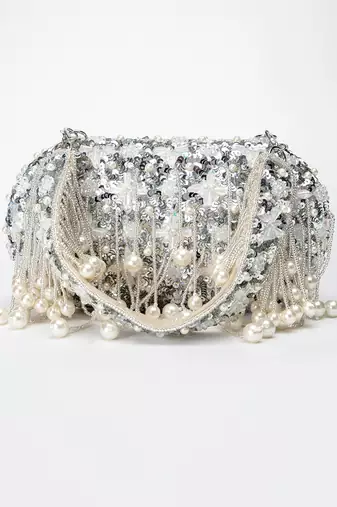 Silver Grey Aria Clutch