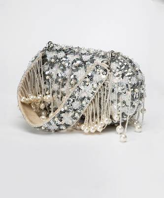 Silver Grey Aria Clutch 4