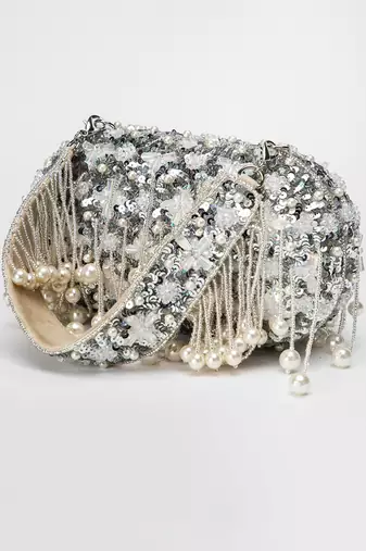 Silver Grey Aria Clutch