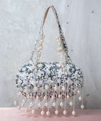 Silver Grey Aria Clutch 6