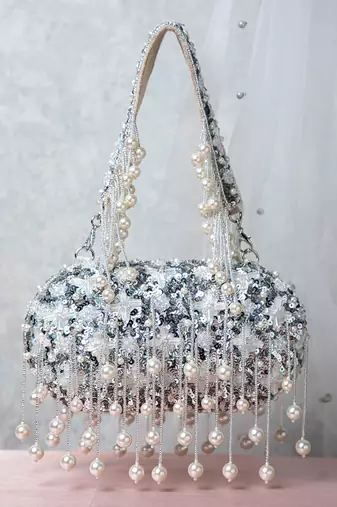 Silver Grey Aria Clutch