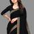 Black plain georgette saree with blouse