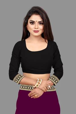 Dark Wine Plain Georgette Saree With Blouse 5