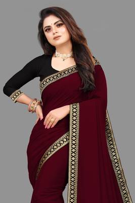 Maroon Georgette Saree 1