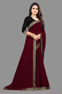 Maroon Georgette Saree 3