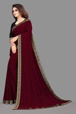 Maroon Georgette Saree 4