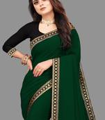 Dark Green Georgette Saree with Blouse