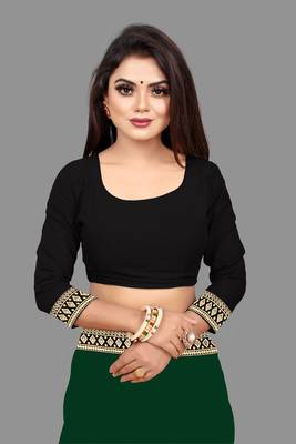 Dark Green Georgette Saree with Blouse 5